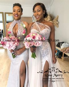 2020 Nieuwe Plus Size Afrikaanse Bruidsmeisjes Jurken Gemengde Stijl Lovertjes Kralen Land Strand Nigeria Bellanaija Bruidsmeisje Prom Go199e