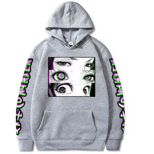 2020 Nieuwe Gevangenis School Ogen Droevig Japans Anime Gedrukt Mannen / Dames Hoodie Lange Mouwen Sweatshirt H1227