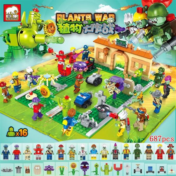 2020 Nuevo PVZ Plants Vs Zombies Struck Game Toy Figuras de juguete de acción Bloques de construcción Ladrillos Brinquedos Juguetes para niños C1115181S