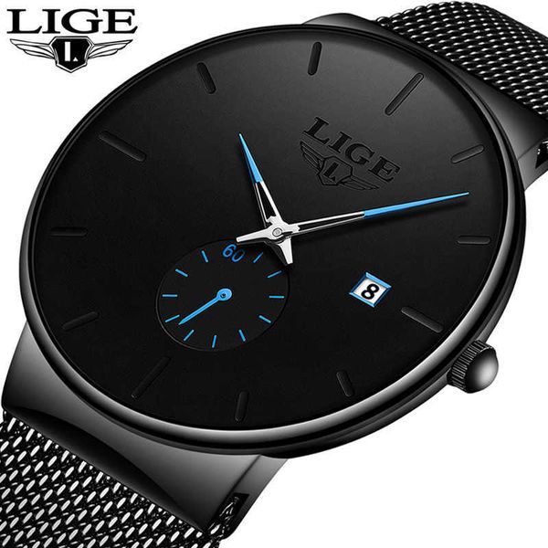 2020 nouvelle montre à Quartz femmes et hommes montres LIGE Top marque célèbre robe mode horloge Ultra mince montre-bracelet relogio masculino X0625