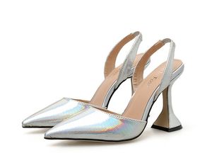 2020 nouvelles sandales chaussures femme cristal à bout ouvert Sexy talon carré 9 cm femmes talons hauts sandales pantoufles pompes taille 35-41