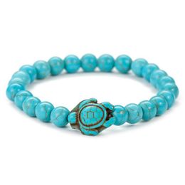 2020 Nieuwe Zeeschildpad Kralen Armbanden Klassieke 8mm White Turquoise Tiger Eye Natural Stone Elastische Armband Strand voor Dames Mannen Sieraden 11 Soort