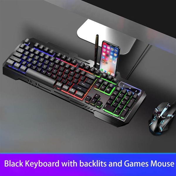 2020 nuevos siete colores de retroiluminación Gaming Keyboard Mouse teclados USB con cable para PC Desktop Laptop Gamer242R