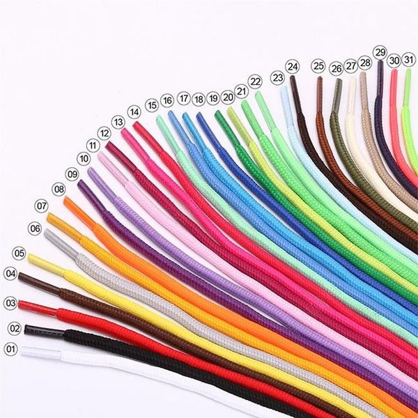 2020 nouveau lacet unisexe cordes multicolore ciré rond cordon robe lacets bricolage haute qualité solide 100-150 cm coloré lacet