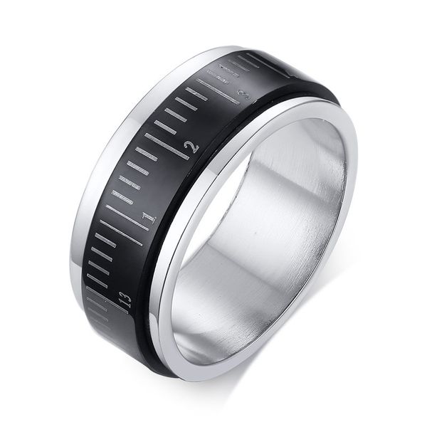 2020 nouvelle couleur argent acier inoxydable Punk noir échelle anneau pour hommes mode Spinner bague de fiançailles en gros