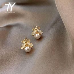 2020 nuevos pendientes de perlas simples y lujosos diseño de moda pendientes de insectos de abeja joyería coreana para mujeres sexy1268z