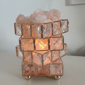 2020 Nieuwe Simple Bedroom Light Luxe Vierverhaal Crystal Tafellampen Himalayan Rose Zout Lamp Prinses Nachtkastje Nachtverlichting