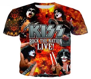 2020 Nieuwe stijl Heavy Metal Rock Kiss Band T -shirt Women Men Men 3d Print Short Sleeve T -shirts Casual Streetwear Tee Tops S5XL7062734