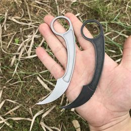 2020 nouveaux couteaux à griffes tactiques Karambit 440C blanc/noir lame de lavage en pierre pleine soie poignée en acier avec Kydex