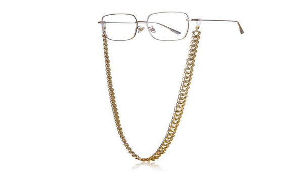 2020 NUEVA gruesa Basic Diseño Cadena de dorado Punk Fabilas de gafas de sol para mujeres Cadenas de cadena de gafas de gafas de metal hermosa por anillo de goma WHOL8367179