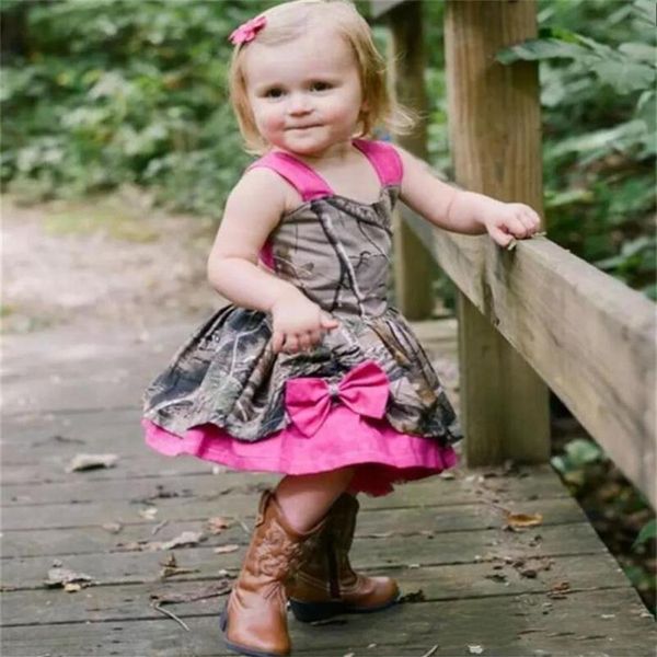 2020 nouveau enfant en bas âge robes de fille de fleur pour Camo thème mariage pays petite fille robe de bal courte Camo robes de soirée Lovely232d