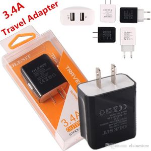 2020 Novo Adaptador de Viagem 3.4A Dual USB 2 Portas Carregador de Parede Adaptador de Energia de Viagem para Casa EUA Plugue UE para Samsung Tablet Celular