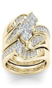 2020 NIEUWE TWOOPBAARGE RING 925 Sterling Silver Gold Compated Diamond Paar Set Wedding Ring Valentine039S Day Gift3660893