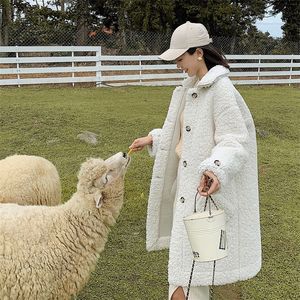 2020 nieuwe winter kasjmier jas losse lange jas dames gemaakt lamsvacht jas vrouwen grote maat mode imitatie schapenvacht LJ201106