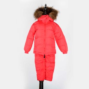 2020 nouveau hiver enfants veste pantalon grande vraie fourrure de raton laveur 100% bébé vêtements ensembles/enfants Parkas H0909