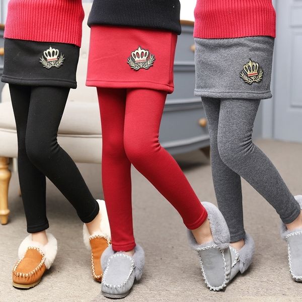 2020 New Winter Girl Legging Jupe Pantalon Bébé Fille Hiver Chaud Plus Velours Épaississement Leggings Enfants Filles Bootcut pour Fille LJ201019