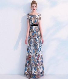 2020 nouvelles femmes 039s manches courtes robes de bal à la mode broderie florale Aline robes de soirée robes de soirée formelles robe de concours 1637740