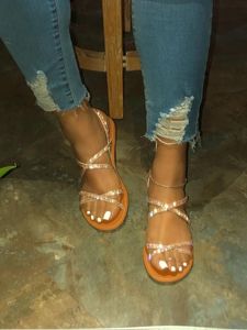 2020 nouvelles femmes sandales grande taille 35-43 chaussures plates sandales pour chaussures d'été femme Peep orteil chaussures décontractées talons bas Sandalias Mujer