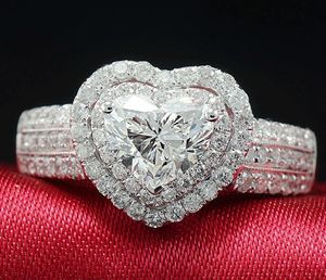 Bagues de mariage pour femmes, en argent, rose, cœur, pierres précieuses, bijoux de fiançailles, bague en diamant simulé, nouvelle collection
