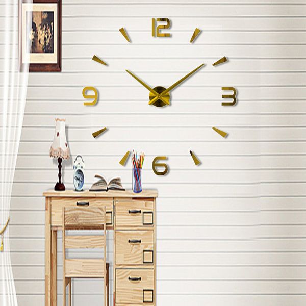 2020 Nouvel An Cadeau 3D Design Moderne Acrylique Autocollant Numérique DIY Grande Horloge Murale Décoration Salon Livraison Gratuite Y200407