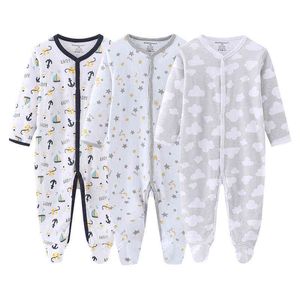 2020 algodón recién nacido 1/3 Uds Romper Baby Boy Ropa de manga larga 0-12M Baby Girl Ropa otoño Niñas Ropa de bebé Ropa de bebe G220510