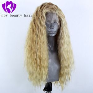 2020 plus récent Blonde 360 dentelle frontale pleine perruques partie libre célébrité synthétique dentelle avant perruque avec des cheveux de bébé pour les femmes