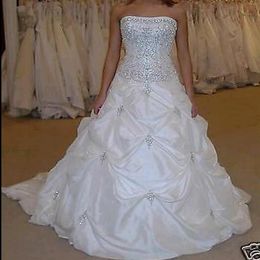 2020 nuevos vestidos de novia elegantes con cuentas blancas con apliques vestido de baile largo vestido de fiesta de boda vestidos de novia WD1069337M