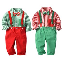 Nieuwste Kids Baby Jongens Kerstmiskleding Set Lange Mouwen Shirt + Jarretel Pants 2pcs / Set Outfits Suit voor Peuter Jongens 12m-4t