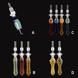 Narguilés 2020 Le plus récent 4 Style Spots kit de collecteur de nector en verre 10mm avec clous en verre à ongles en quartz dabber plat ashcatcher bong tuyau en verre