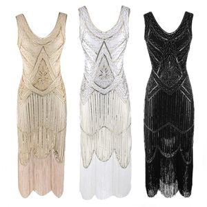 2020 Nieuwste Dames Jaren '20 Vintage Pailletten Volledige Omzoomd Deco Geïnspireerd Flapper Dress Roaring 20s Great Gatsby Jurk vestidos X06225n