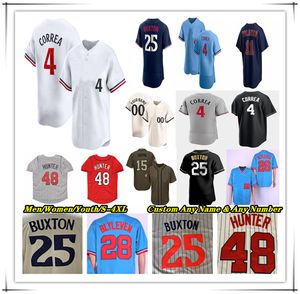 Baseball Jersey Carlos Correa Byron Buxton Royce Lewis Carlos Santana Alex Kirilloff Edouard Julien Willi Castro Kirby Puckett Max Kepler Pablo Lopez Twin Jeffers