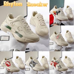 HOT Casual Schoenen Love Parade Rhyton reflecterende Chunky Leer Gedrukte Sneaker in elkaar grijpende muis mond gedrukt marine wit roze canvas rode kaki mannen vrouwen sneakers