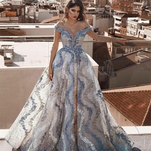 2020 Off Shoulder Prom Dresses Saoedi-Arabische Kant Applicaties Tule VNTAGE Avondjurken Custom Made Runway Fashion
