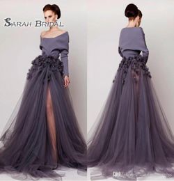 2020 OFF SHAPHER S Arabe Long Manches Le Moyen-Orient Prom Dress A Line Appliques Formal Party Wear Robes de soirée High Split3757122