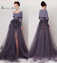 2020 OFF SHAPHER S Arabe Long Manches Le Moyen-Orient Prom Dress A LINE Appliques Forme Party Wear Robes de soirée High Split3455035