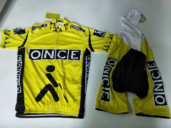 2024 ONCE amarillo verano triatlón equipo Ciclismo Jersey conjunto Ropa para bicicleta de montaña Maillot Ciclismo Ropa tamaño XXS-6XL N11