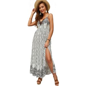 2020 Originele ontwerp Nieuwe vrouwen condole riem V-hals kant in lange stijl jurk strand rok zomer