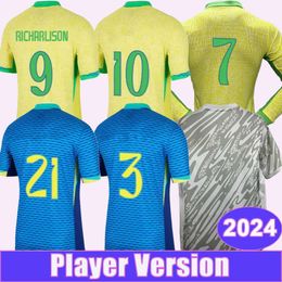 2024 Brazilië Danilo National Team Mens Player Soccer Jerseys L.Paqueta Vini Jr Richarlison Rodrygo Home weg GK Lange mouw voetbal shirts