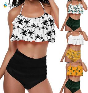 2020 Palmboom Push Up Bikini Set Vrouwen Helter Ruffle Badmode Sexy Off Schouder Hoge Taille Badpak Vrouwen Strand badpak6956709