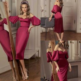 2020 Papilio Boutique Robes De Bal Demi Manches Sirène Longue Satin Formelle Robes De Soirée Thé Longueur Personnalisé Robe Occasion Spéciale