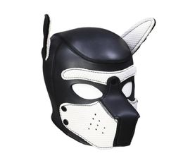 2020 Masques de fête Pup Puppy Play Dog Hood Masque rembourré en latex de caoutchouc Jeu de rôle Cosplay HeadEars complet Halloween Masque Sex Toy pour Coup2878062