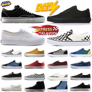 2024 hombres mujeres zapatos casuales zapatos de skate Van zapatillas de deporte de lona Old Skool clásico vintage negro blanco tablero de ajedrez para hombre entrenadores planos tamaño 36-44