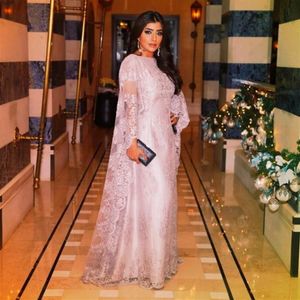 2020 Roze Dubai Kant Lange Moslim Arabisch Moeder van de Bruid Jurken Robe de Soiree Vestido Longo Vrouwen Formele moeder van de bruid 285t