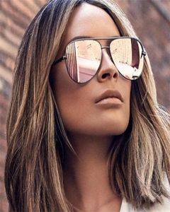 2020 Roze Pilot Zonnebril Vrouwen Kwaliteit Metalen Spiegel Zonnebril Merk Flat Top Panel Shades Vrouwelijke Mode Lunette5457050