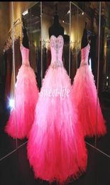 2020 Vestidos de quinceanera de talla grande de pelota Vada de pelota Fluffy Strapless Lace Up Organza Multicolor Sweet Sweet 16 Party Dress Vestidos Prom D3767194