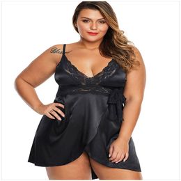 Pijama Sexy de talla grande 2020, picardías, lencería Sexy erótica para mujer, pijama Sexy sedoso, camisón de tacto delicado, juegos para adultos Sling2169