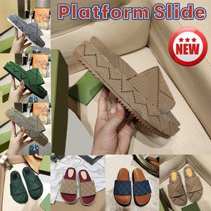 Nouvelle pantoufle de designer mi-talon plate-forme diapositive sandales chaussures de plage luxe hommes femmes sandale diapositives d'été xAd gris vert foncé Camel ébène pantoufles en toile avec boîte