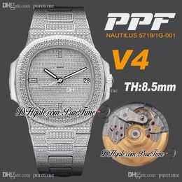 2020 PPF 5719 / 1G 324SC 324CS Automatische Mens Horloge Volledige Diamanten Dial en Armband Best Edition 40mm Nieuwe PTPP Puretime (Free Box)