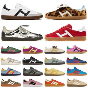 Adidas Samba Wales Bonner Leopard Print Shoes Gazzelle Designer Shoes Sporty And Rich Handball Spezial Gazelle Pink Silver Metallic Luxu Sneaker【code ：L】Womens Mens Shoes Trainer