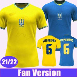 2021 2022 Oekraïne heren voetbalshirts Zinchenko Malinovskyi Yarmolenko Konoplyanka Home Geel voetbal shirt korte mouw uniformen